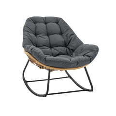 Benson 3-Piece Patio Rocking Chair with Ottoman and Table in Grey - Ornate Home