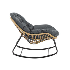 Benson 3-Piece Patio Rocking Chair with Ottoman and Table in Grey - Ornate Home