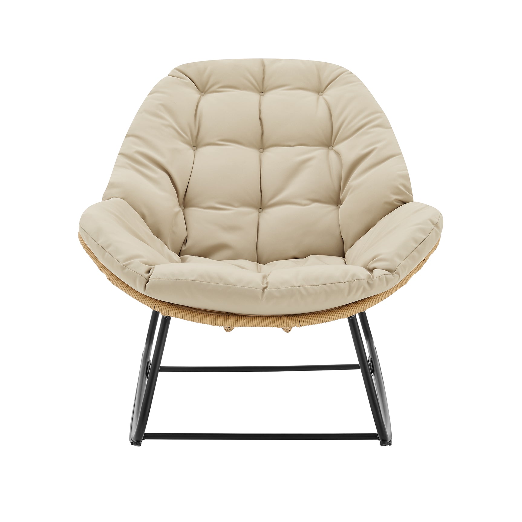 Benson 6-Piece Patio Rocking Chair Set with Ottomans and Tables in Cream - Ornate Home