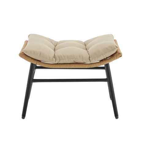 Benson 6-Piece Patio Rocking Chair Set with Ottomans and Tables in Cream - Ornate Home