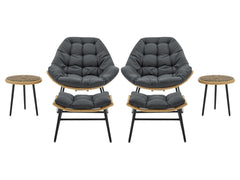 Benson 6-Piece Patio Rocking Chair Set with Ottomans and Tables in Grey - Ornate Home