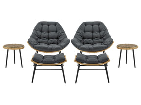 Benson 6-Piece Patio Rocking Chair Set with Ottomans and Tables in Grey - Ornate Home