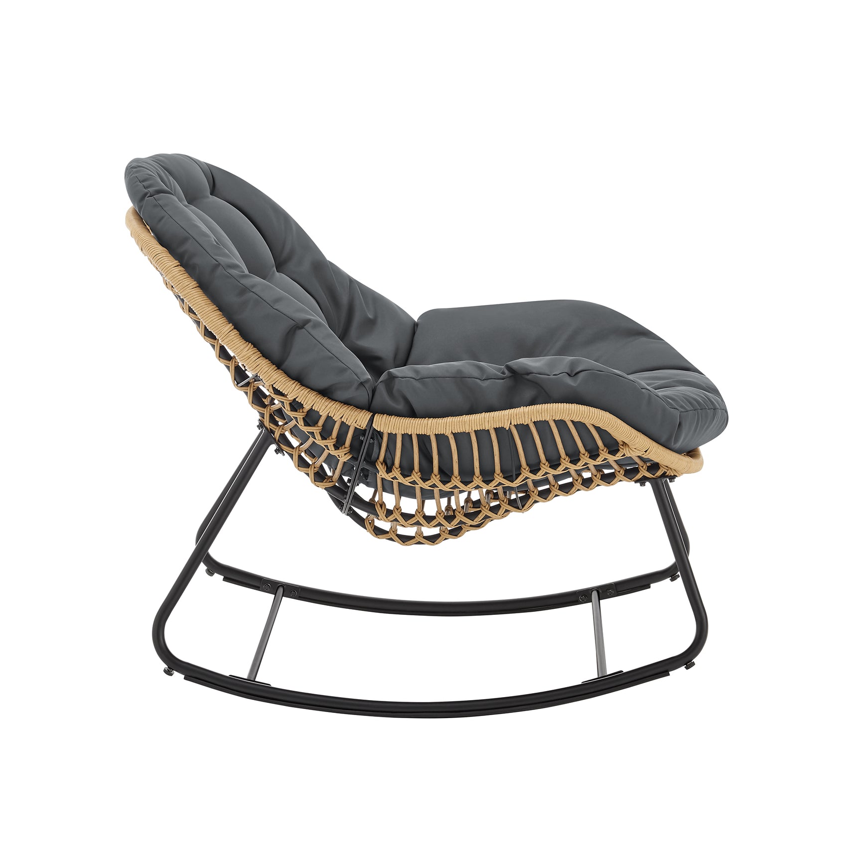 Benson 6-Piece Patio Rocking Chair Set with Ottomans and Tables in Grey - Ornate Home