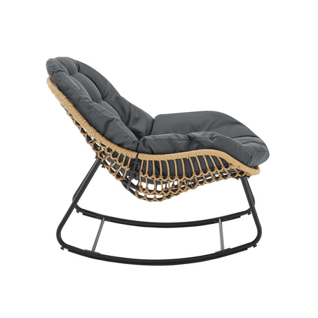 Benson 6-Piece Patio Rocking Chair Set with Ottomans and Tables in Grey - Ornate Home