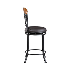 Benson Black/Brown Swivel Counter Height Chair (Set of 2) - Ornate Home