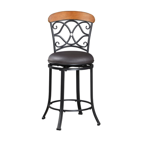 Benson Black/Brown Swivel Counter Height Chair (Set of 2) - Ornate Home