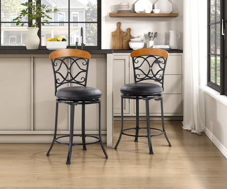Benson Black/Brown Swivel Counter Height Chair (Set of 2) - Ornate Home
