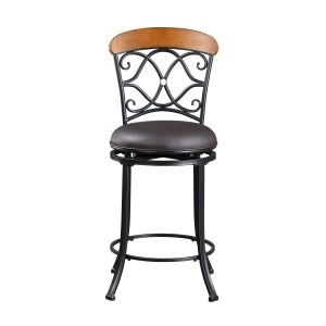Benson Black/Brown Swivel Counter Height Chair (Set of 2) - Ornate Home