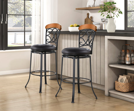 Benson Black/Brown Swivel Pub Height Chair - Ornate Home