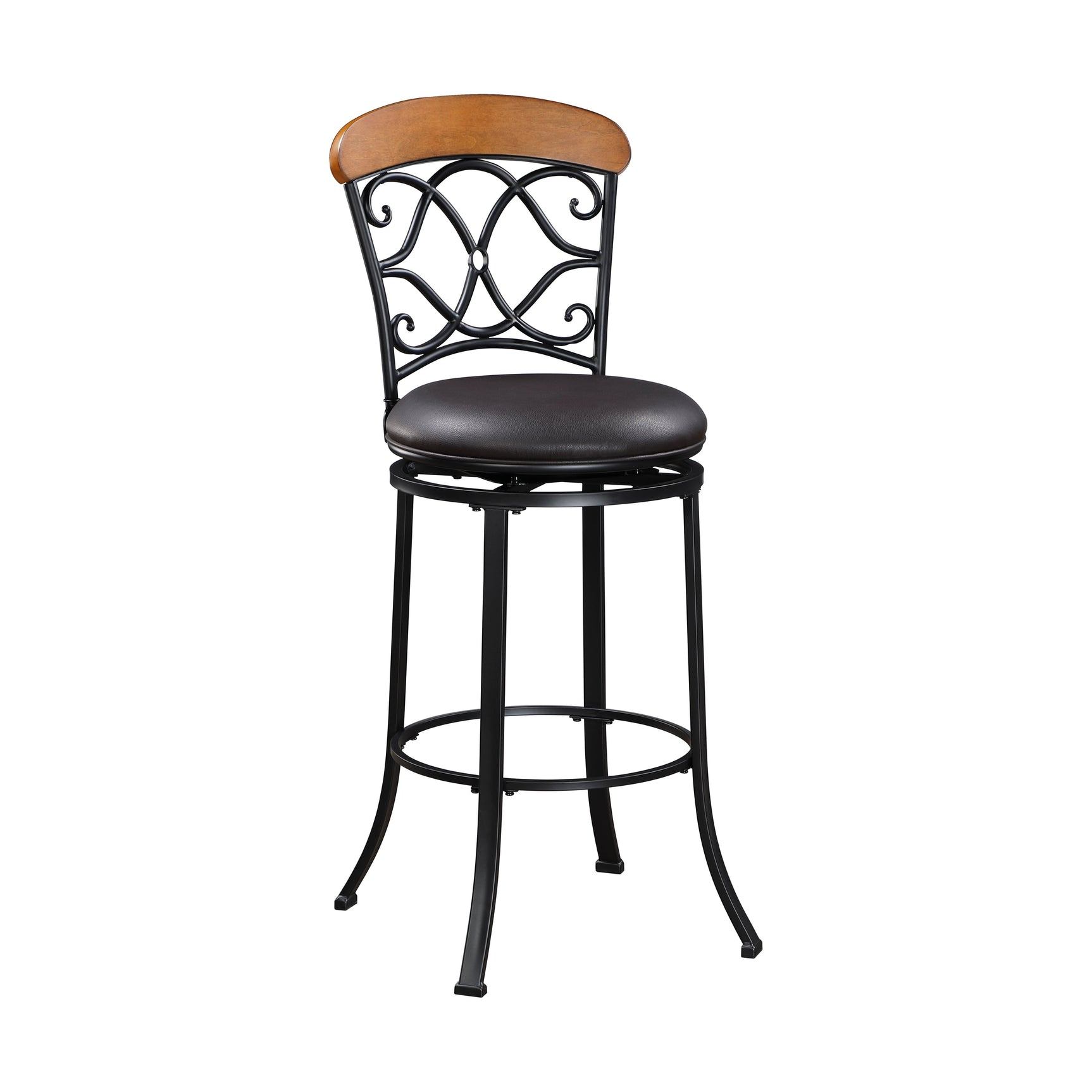 Benson Black/Brown Swivel Pub Height Chair (Set of 2) - Ornate Home