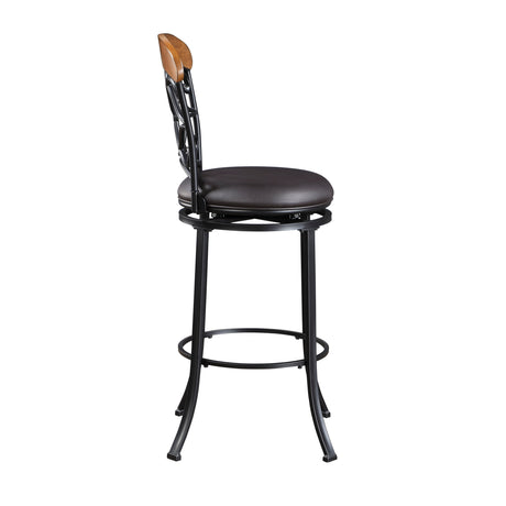 Benson Black/Brown Swivel Pub Height Chair (Set of 2) - Ornate Home