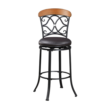 Benson Black/Brown Swivel Pub Height Chair (Set of 2) - Ornate Home