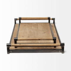 Benson Brown/Black Wood Metal Trays (Set of 2) - Ornate Home