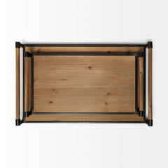 Benson Brown/Black Wood Metal Trays (Set of 2) - Ornate Home