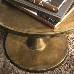 Benson Vintage Brass Round Side Table - Ornate Home