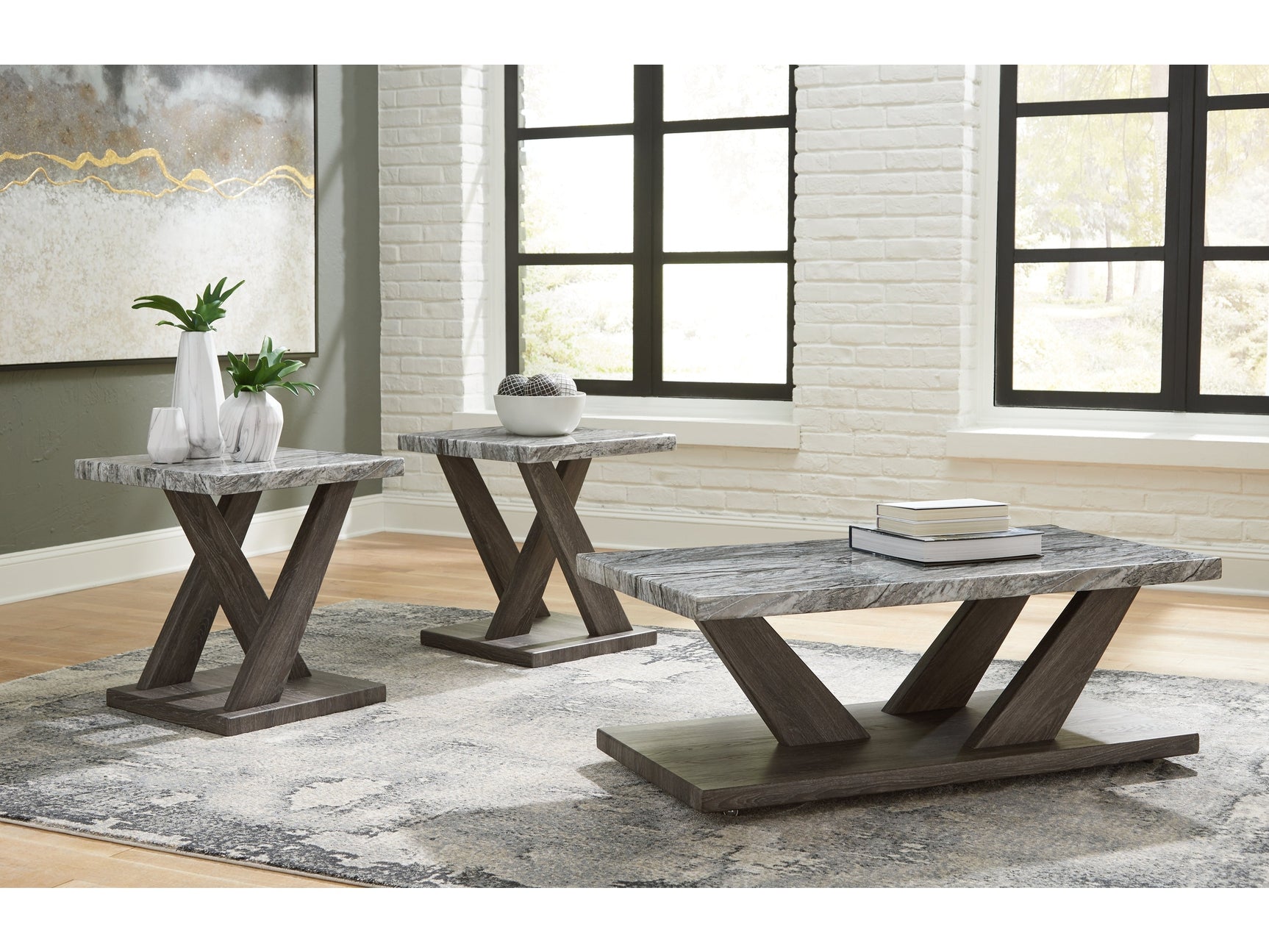 Bensonale Brown/Gray Occasional Table Set (Set of 3) (Online Special Price) - Ornate Home