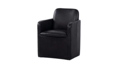 Bent Black Leather Rolling Arm Chair - Ornate Home