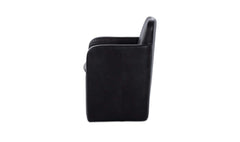 Bent Black Leather Rolling Arm Chair - Ornate Home