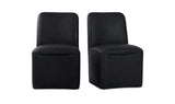 Bent Black Leather Rolling Dining Chair (Set of 2) - Ornate Home