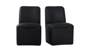 Bent Black Leather Rolling Dining Chair (Set of 2) - Ornate Home