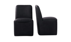 Bent Black Leather Rolling Dining Chair (Set of 2) - Ornate Home