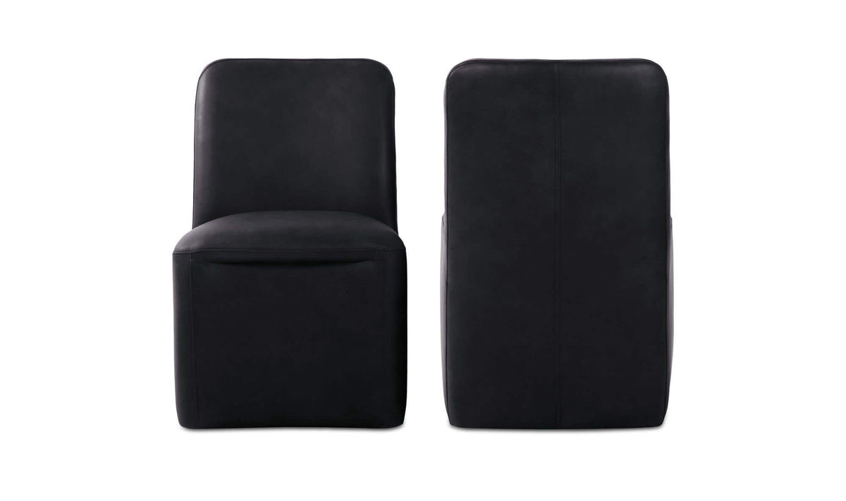 Bent Black Leather Rolling Dining Chair (Set of 2) - Ornate Home