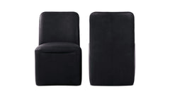 Bent Black Leather Rolling Dining Chair (Set of 2) - Ornate Home