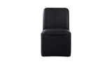 Bent Black Leather Rolling Dining Chair (Set of 2) - Ornate Home