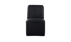 Bent Black Leather Rolling Dining Chair (Set of 2) - Ornate Home
