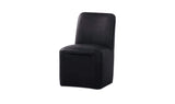 Bent Black Leather Rolling Dining Chair (Set of 2) - Ornate Home