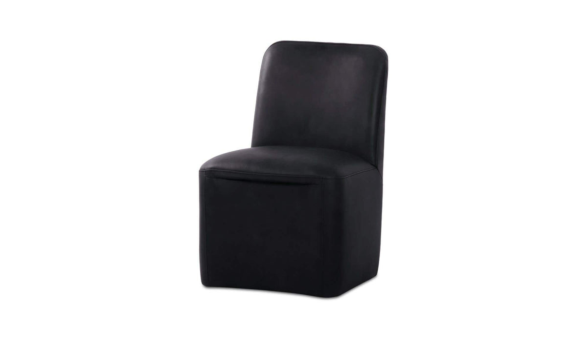 Bent Black Leather Rolling Dining Chair (Set of 2) - Ornate Home
