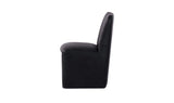 Bent Black Leather Rolling Dining Chair (Set of 2) - Ornate Home