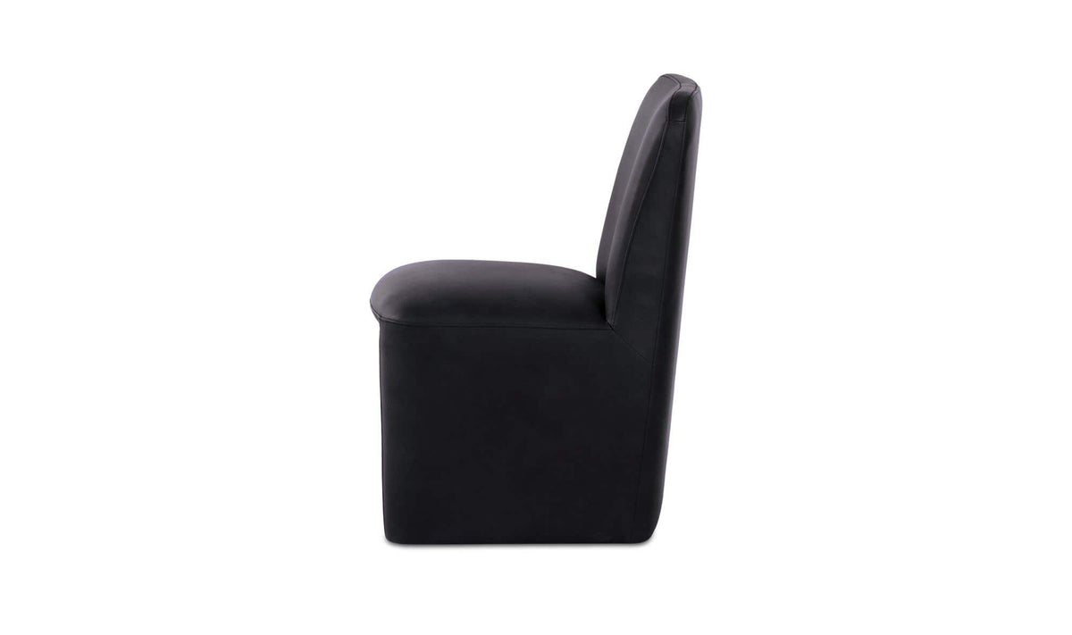 Bent Black Leather Rolling Dining Chair (Set of 2) - Ornate Home