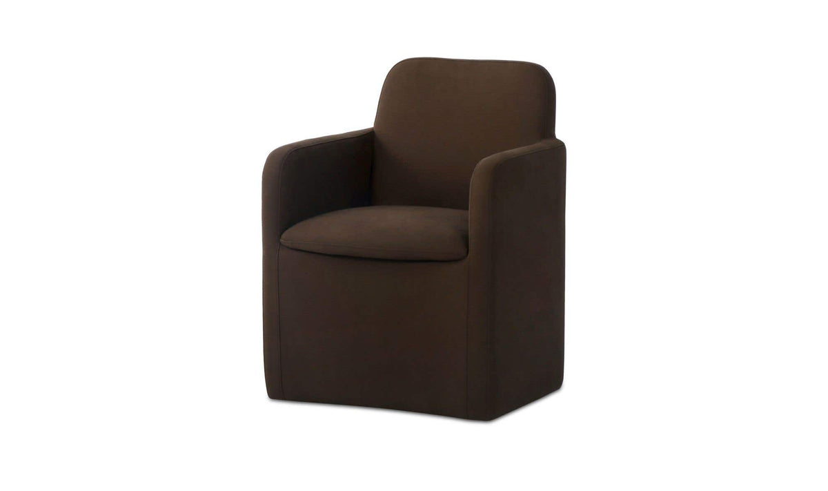 Bent Dark Brown Rolling Arm Chair - Ornate Home