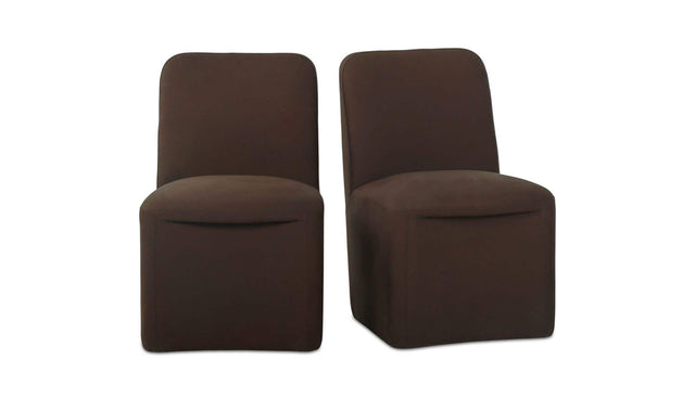 Bent Dark Brown Rolling Dining Chair (Set of 2) - Ornate Home