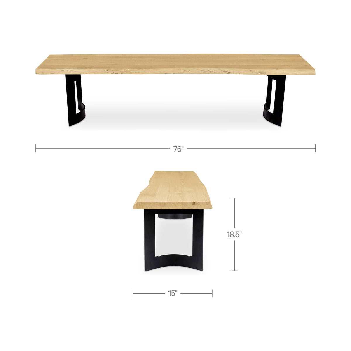 Bent Natural Oak Extra Small Bench - Ornate Home