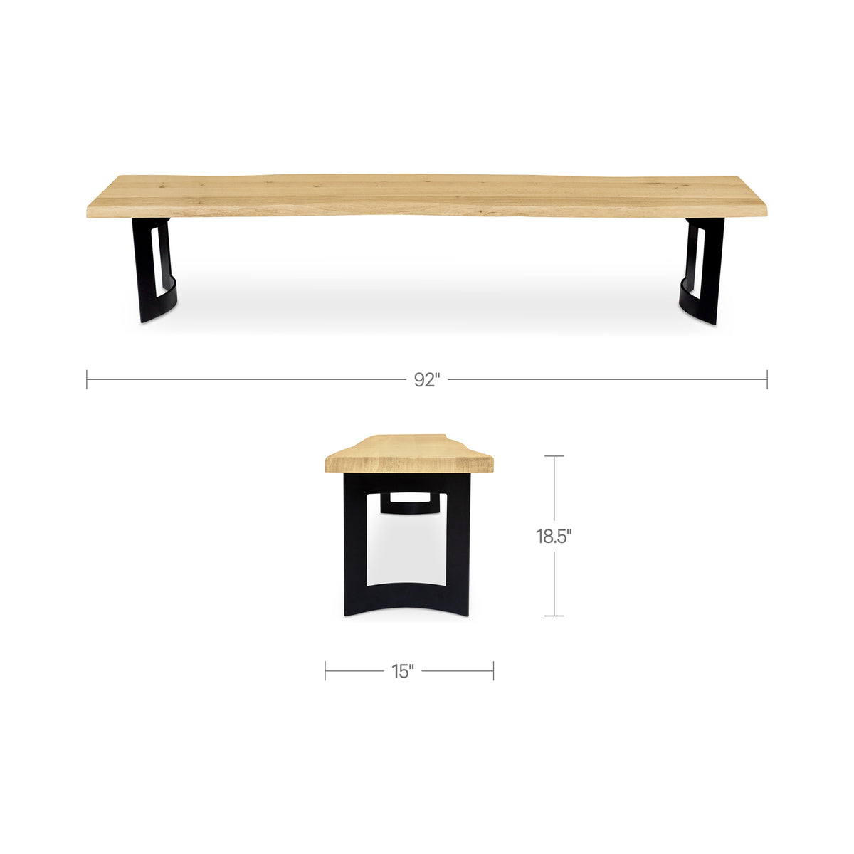 Bent Natural Oak Small Bench - Ornate Home