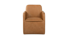 Bent Tan Leather Rolling Arm Chair - Ornate Home