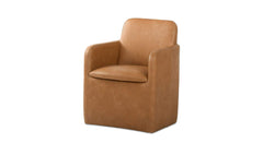 Bent Tan Leather Rolling Arm Chair - Ornate Home