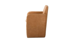 Bent Tan Leather Rolling Arm Chair - Ornate Home