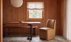 Bent Tan Leather Rolling Dining Chair (Set of 2) - Ornate Home