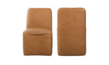 Bent Tan Leather Rolling Dining Chair (Set of 2) - Ornate Home