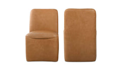 Bent Tan Leather Rolling Dining Chair (Set of 2) - Ornate Home