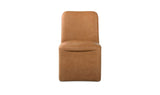 Bent Tan Leather Rolling Dining Chair (Set of 2) - Ornate Home