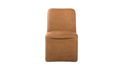 Bent Tan Leather Rolling Dining Chair (Set of 2) - Ornate Home