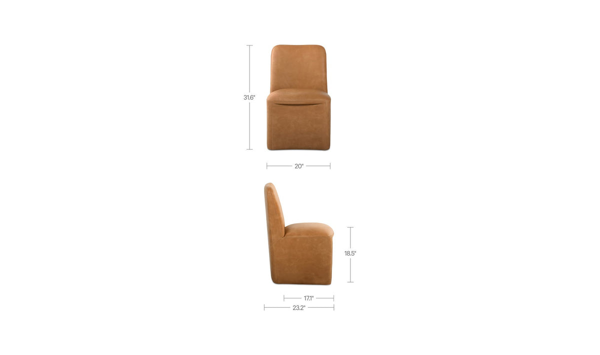 Bent Tan Leather Rolling Dining Chair (Set of 2) - Ornate Home