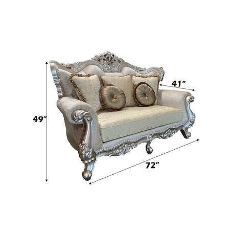 Bently Loveseat with 5 Pillows in Champagne - Ornate Home