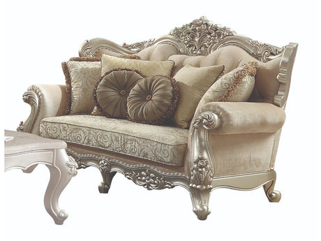 Bently Loveseat with 5 Pillows in Champagne - Ornate Home
