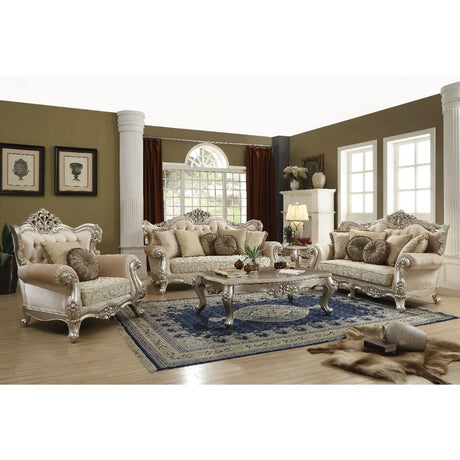 Bently Sofa with 7 Pillows in Champagne - Ornate Home