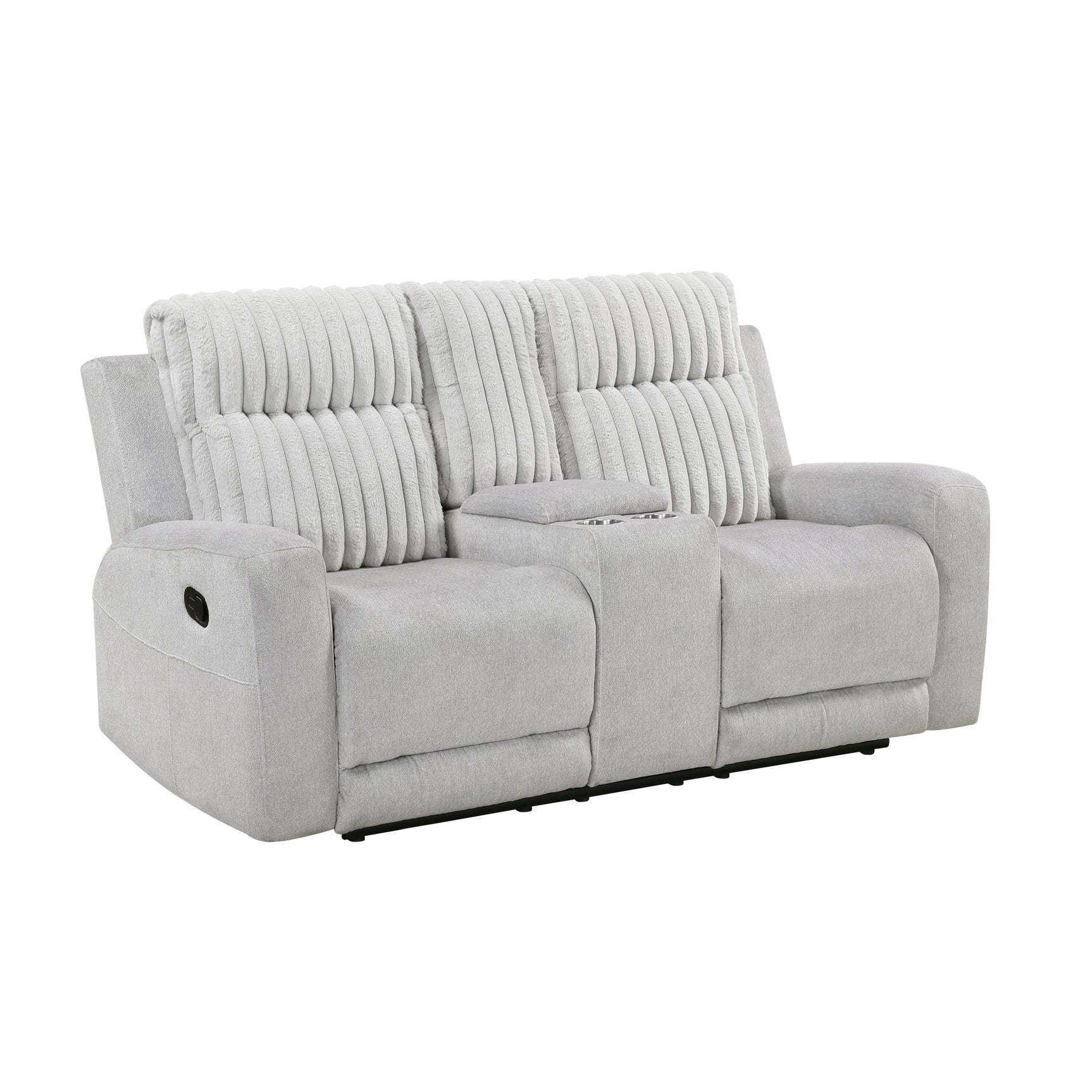 Benton Light-Gray Double Reclining Loveseat - Ornate Home